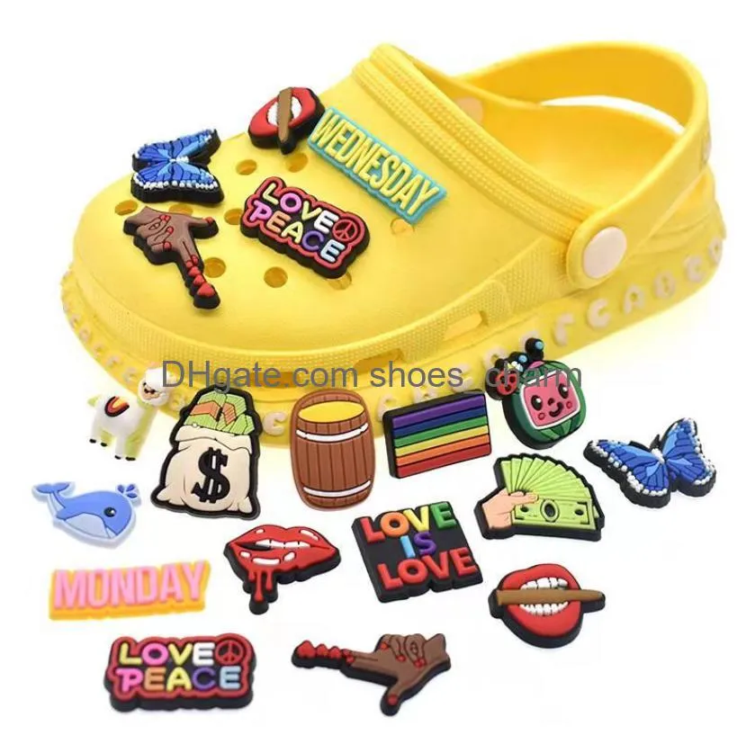 mix shoe parts accessories shoes cute cartoon garden shoe charms pvc clog croc charm buckle fashion shoe accessories bracelet wristband decoration gift