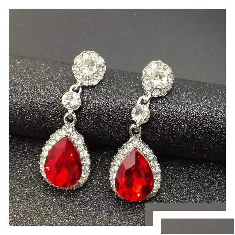 Jewelry Fashion Bridal Crystals Earrings Sier Rhinestones Long Drop Earring 5 Colors Wedding Gift Delivery Party Events Accessories