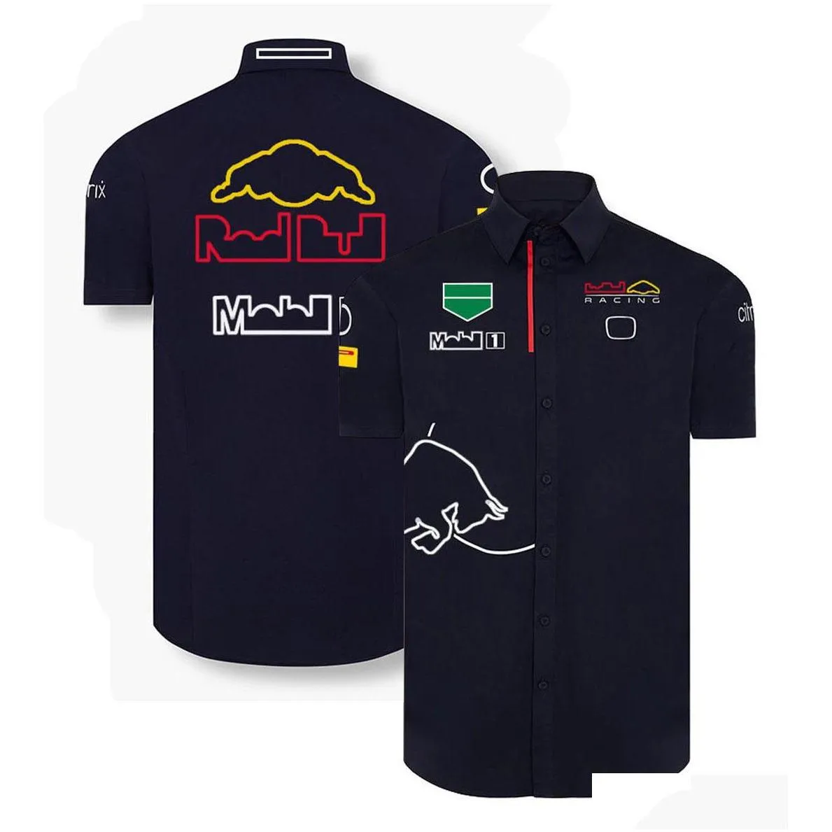 2022 new f1 team racing suit mens shortsleeved lapel shirt overalls shirt custom oversized