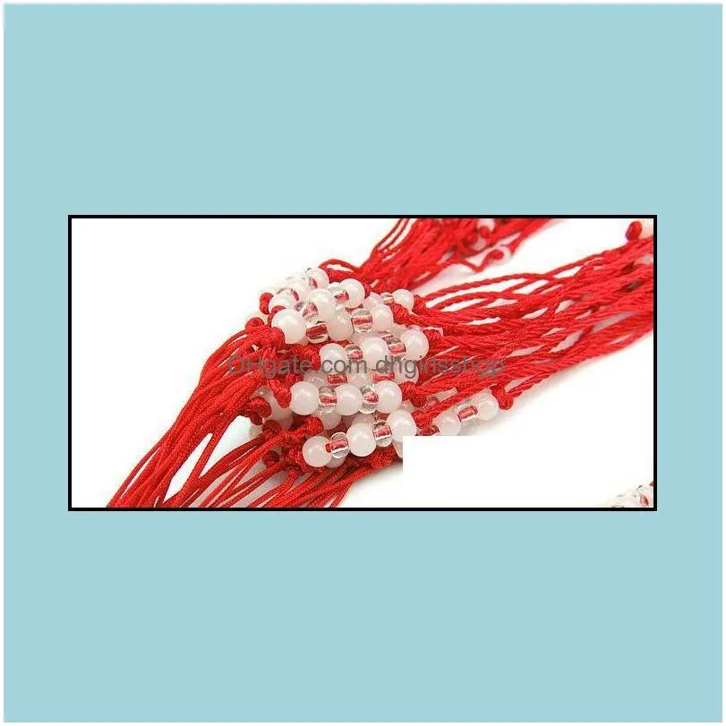 Charm Bracelets Jewelry Bracelet Handmade Longevity 8 Beads Decorative Best Wish Red String Lucky Drop Delive Dh3Lh