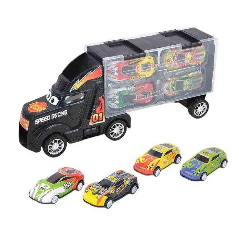 diecast cars garbage with 4 sorting cans waste management recycling truck toy set kids gifts vehicles model toys trash car 0915