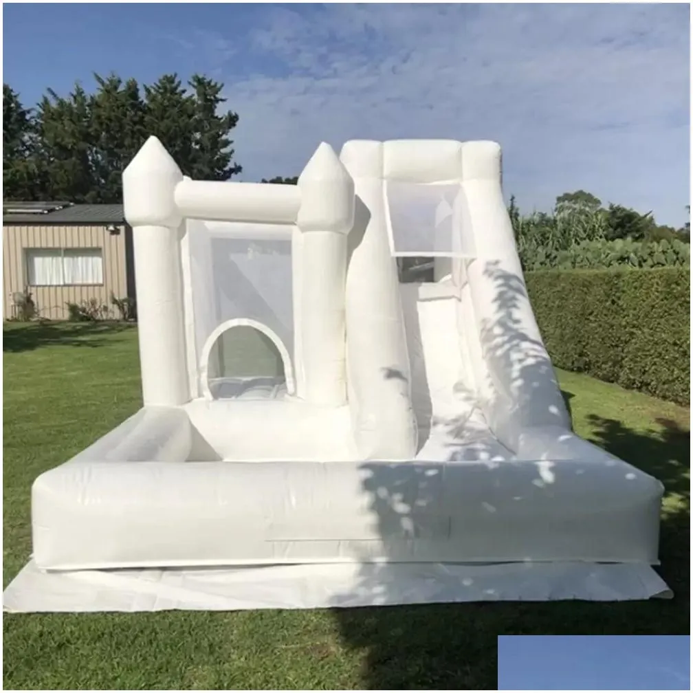 playhouse 3 in 1 outdoor rental white bounce house inflatable bouncy castle slide wedding bouncer jumping castles jumper with ball pit for