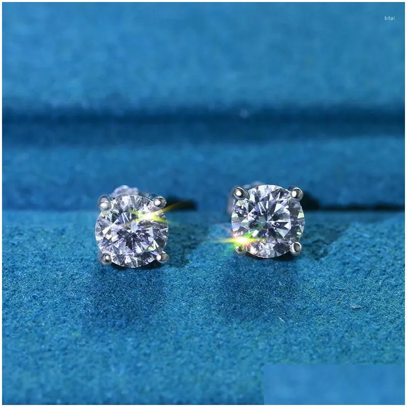 stud earrings onelaugh 925 sterling silver diamond for women total 1.0ct d color gra mossanite gem wedding jewelery gift