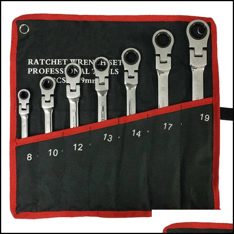 flex head ratcheting wrench set combination ended spanner kits chrome vanadium steel hand tools socket key ratchet set 220428