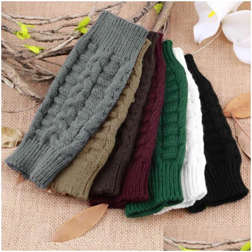 half finger gloves for women winter soft warm wool knitting arm gloves soft warm mittens handschoenen uni fy3894