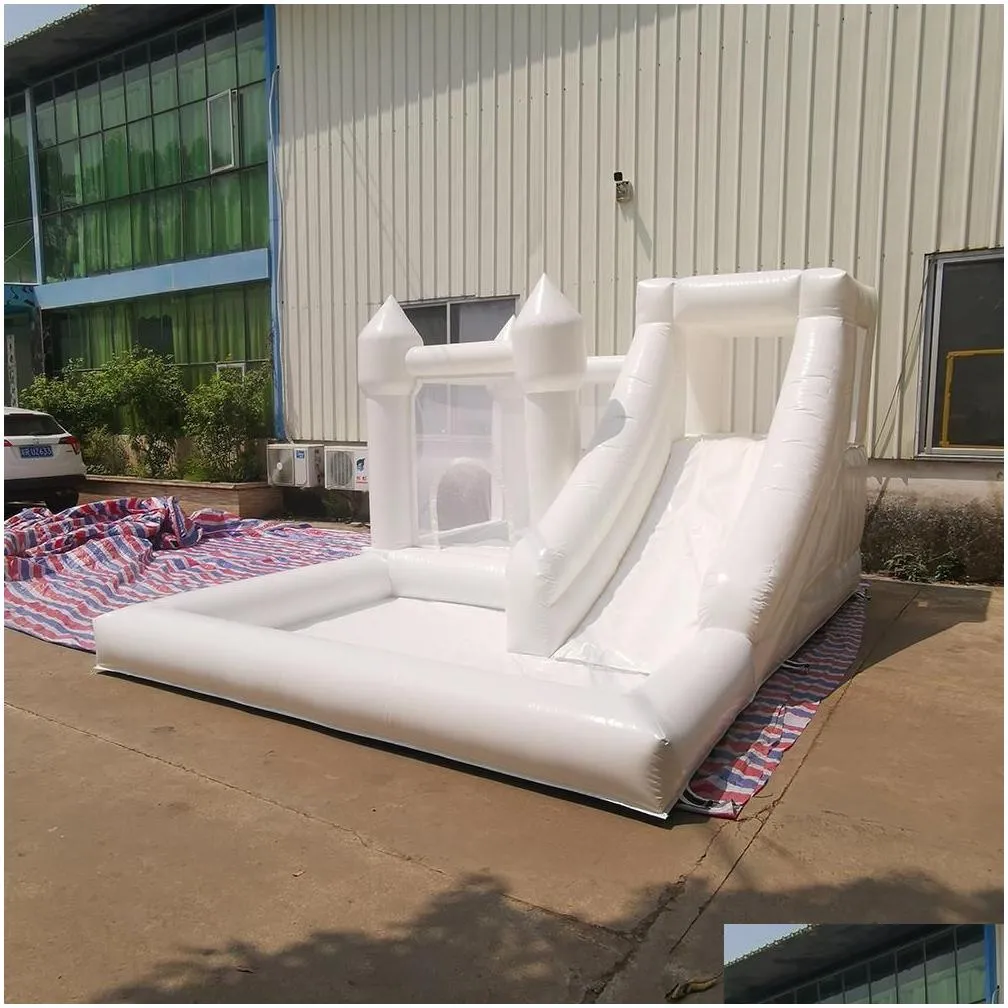 playhouse 3 in 1 outdoor rental white bounce house inflatable bouncy castle slide wedding bouncer jumping castles jumper with ball pit for