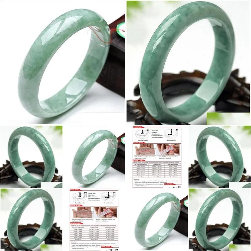 other bracelets natural chinese green jade bracelet bangle 5464mm charm jewellery fashion handcarved lady woman girl luck amulet