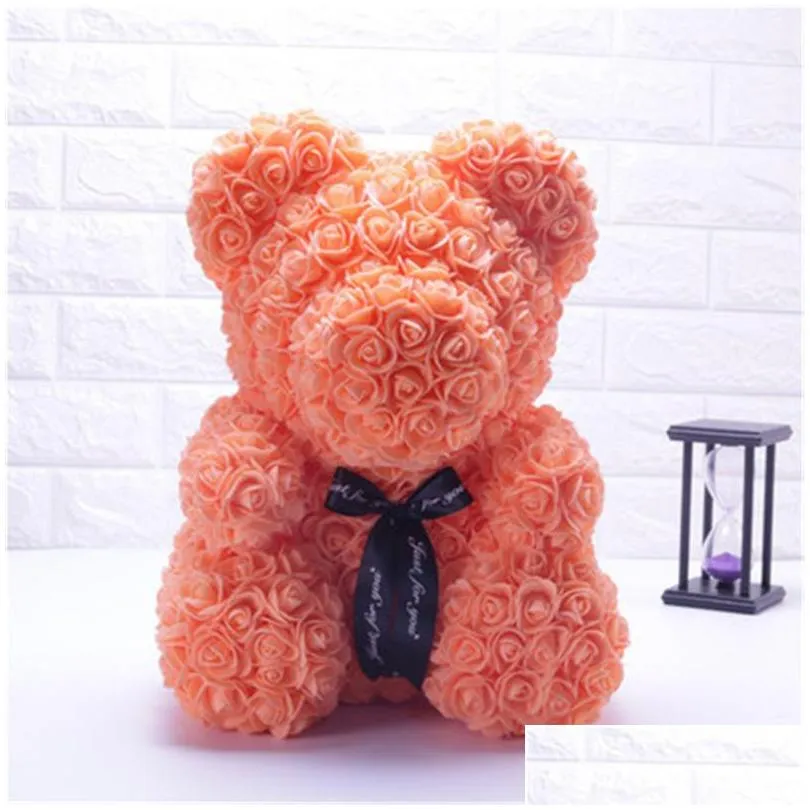 artificial flowers pe rose bear toys valentines day gift romantic teddy bears with gift box doll girlfriend presents 9 colors