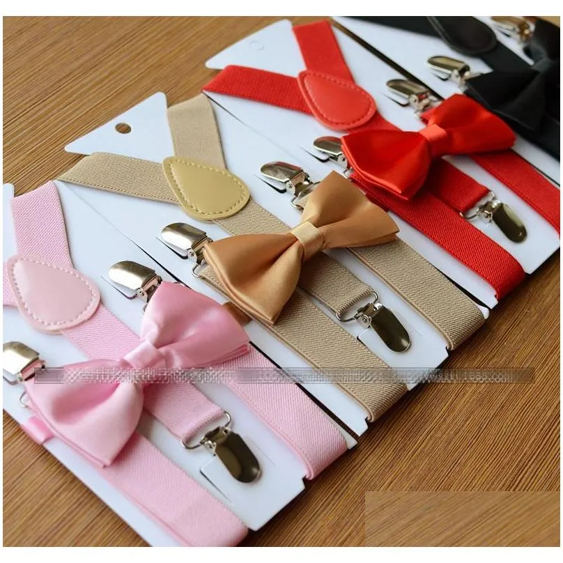 16colors kids suspenders bow tie set for 110t baby braces elastic yback boys girls accessories