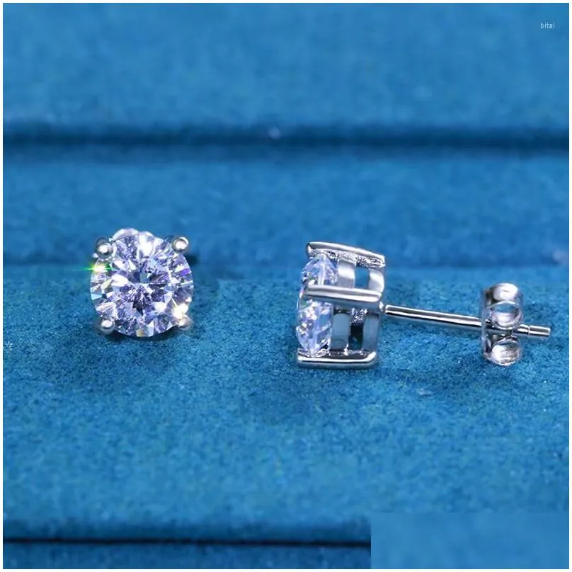 stud earrings onelaugh 925 sterling silver diamond for women total 1.0ct d color gra mossanite gem wedding jewelery gift