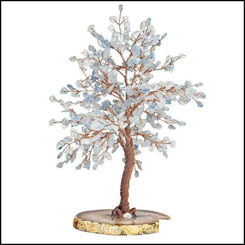 hailanbao crystal natural bonsai money tree lucky feng shui for tabletop decor home office 211101