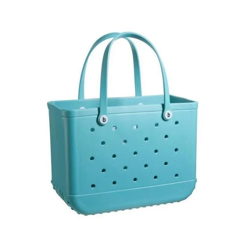 rubber beach bags eva with hole waterproof sandproof durable open silicone tote bag for outdoor beach pool sports sn4163