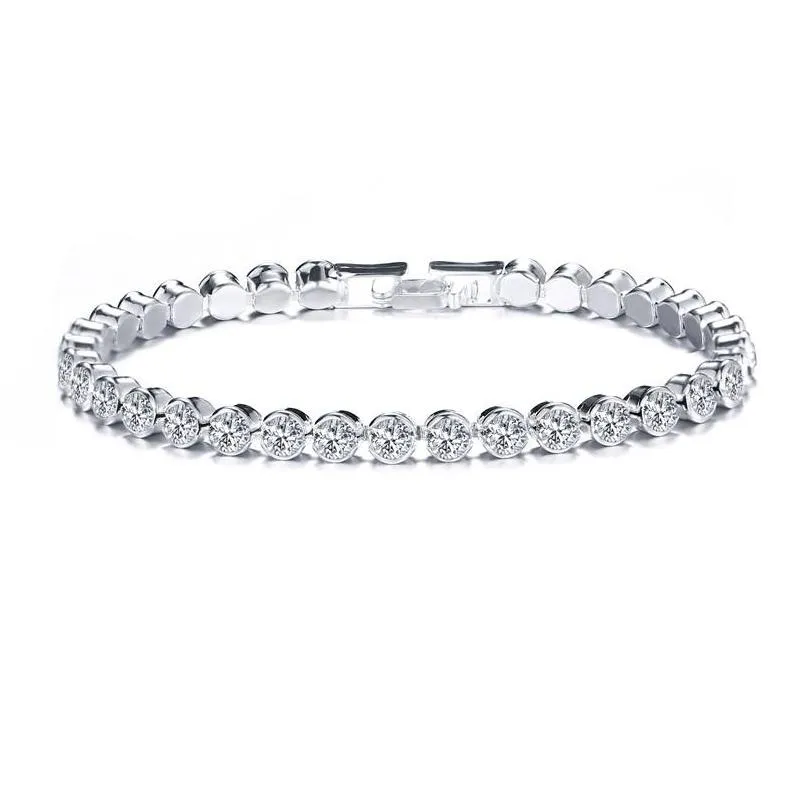  vintage silver gold alloy full rhinestone bracelet for women fashion one row cz zircon tennis bracelets wedding party gifts hz