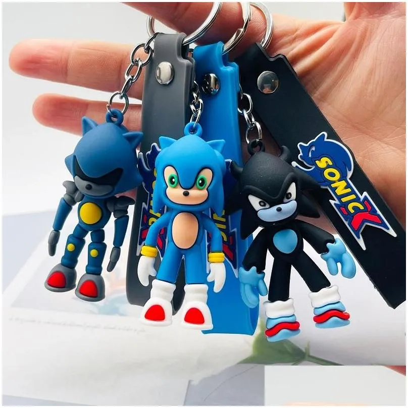 anime supersonic sonic pvc keychain cartoon couple bag keychain pendant student gift