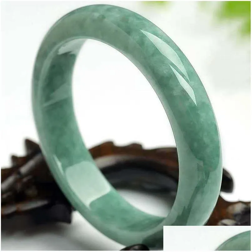 other bracelets natural chinese green jade bracelet bangle 5464mm charm jewellery fashion handcarved lady woman girl luck amulet