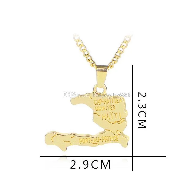  punk haiti map letter necklace pendants for women men gold color jewelry gifts