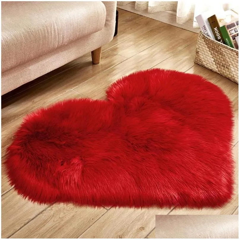 carpets long hairy rug green white pink shaggy carpet love heart shape fur rugs artificial wool baby room bedroom soft area mat