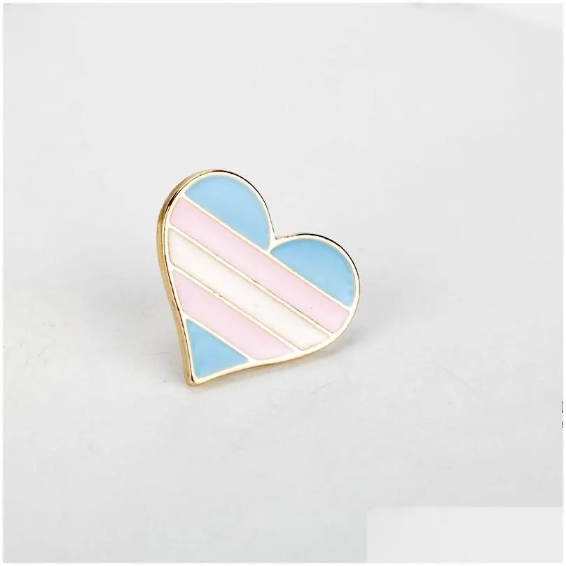 rainbow pins originality love heart shaped badge fashion alloy accessories drop oil stripe brooches 1 5aj k2