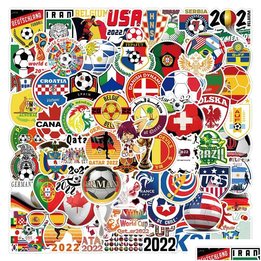 100pcs/set waterproof car world football cup stickers graffities decals for motor luggage skateboard laptop