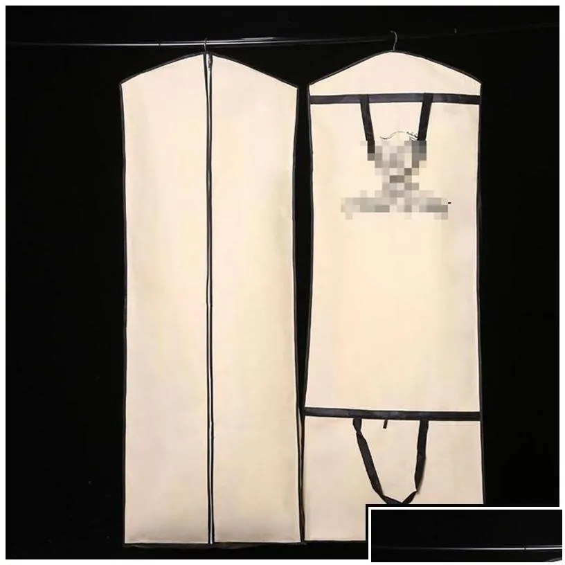 Clothing Wardrobe Storage Black Wedding Dress Garment Bag Ers Nonwoven Dust Fl Zipper Thickened Portable Folding Dualuse Er Drop D