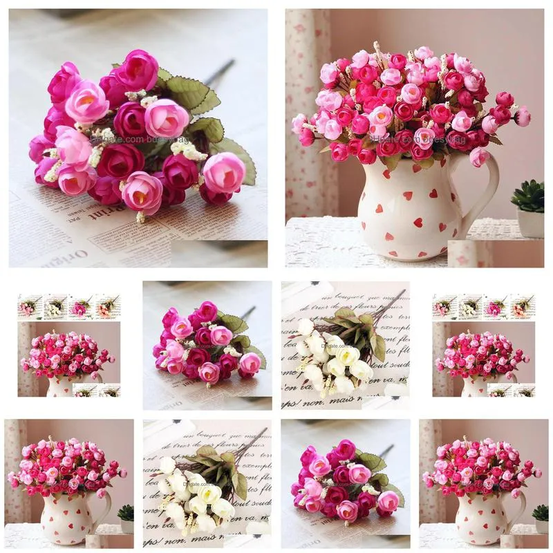 artificial red rose spring flowers 18 flower heads camellia magnolia floral wedding peony arrangement bouquet decor