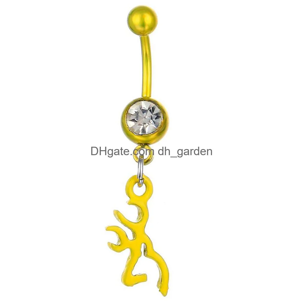 d0068 browning deer belly navel button ring mix colors
