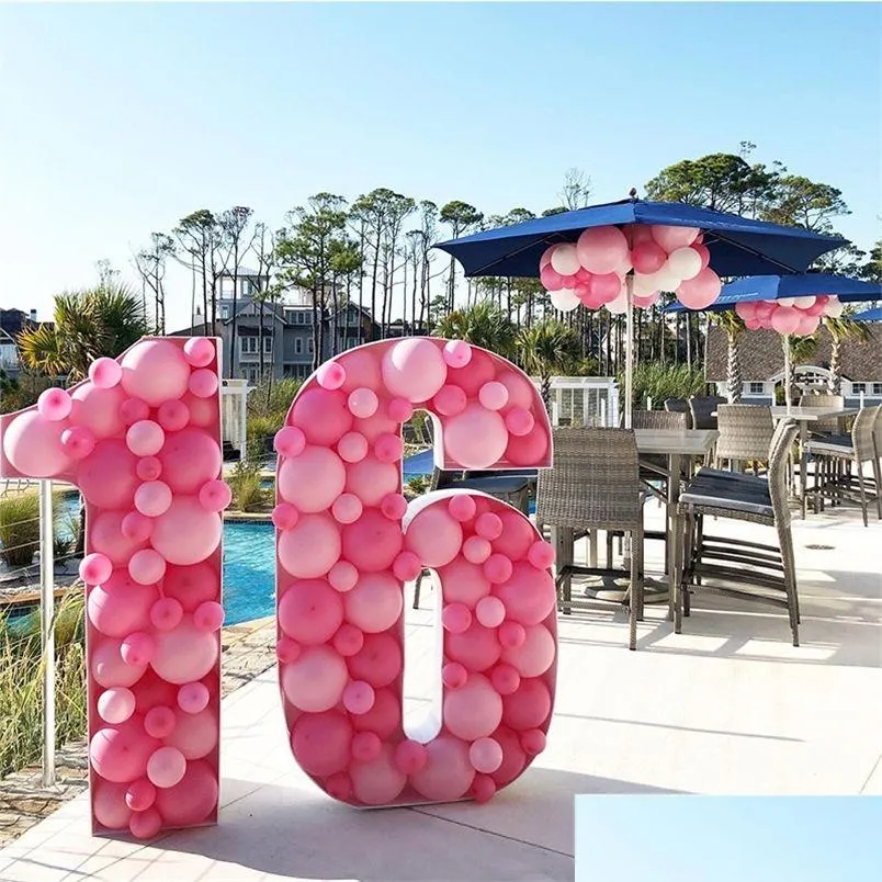 other event party supplies 100cm/73cm  number 1 2 3 4 5 balloon blank filling box mosaic frame balloons stand wedding birthday party decorations kids