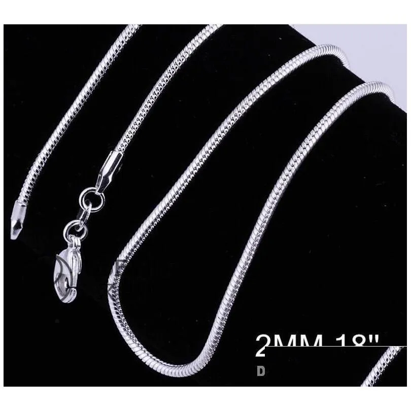 2mm 925 sterling silver snake chain necklace 16 18 20 22 24 inch chains designer necklace jewelry wholesale