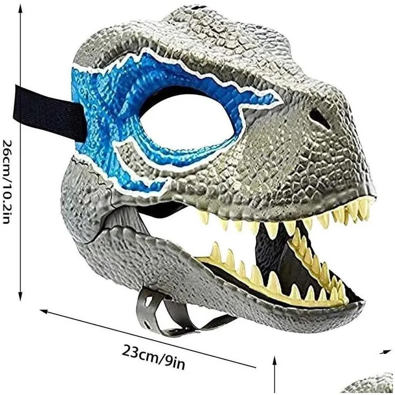 party masks 17 designs dinosaur with moving jaw creative halloween cosplay horror raptor latex deco 220920