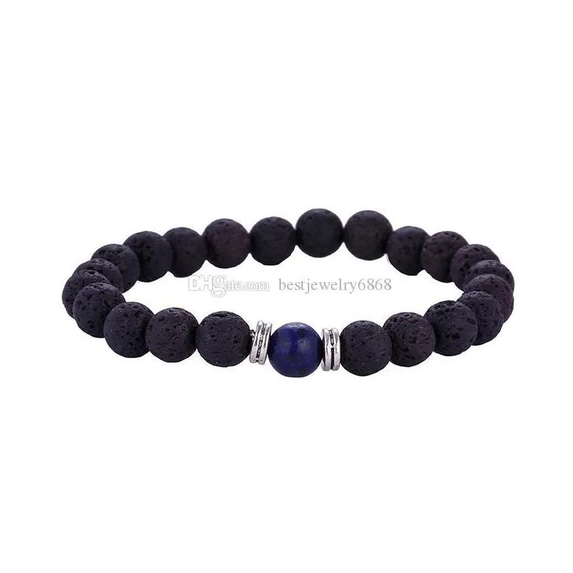 8mm natural lava rock beaded bracelets essential oil diffuser stone 7 chakra charm wrap bangle for women men diy aromatherapy jewelry