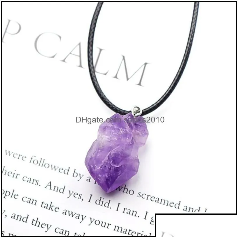 Arts And Crafts Trendy Natural Amethysts Energy Healing Stone Pendant Necklace Rope Women Jewelry Factory Sports2010 Drop Delivery H