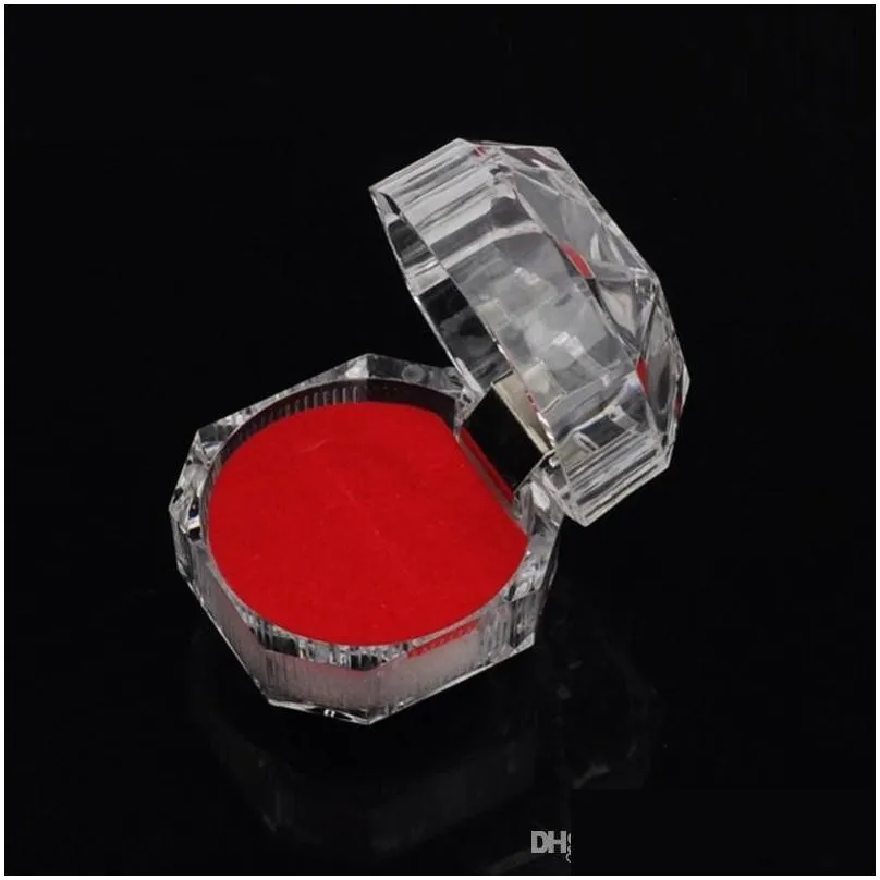 acrylic crystal clear ring box transparent black white red box stud earring jewelry case gift boxes jewelry packaging