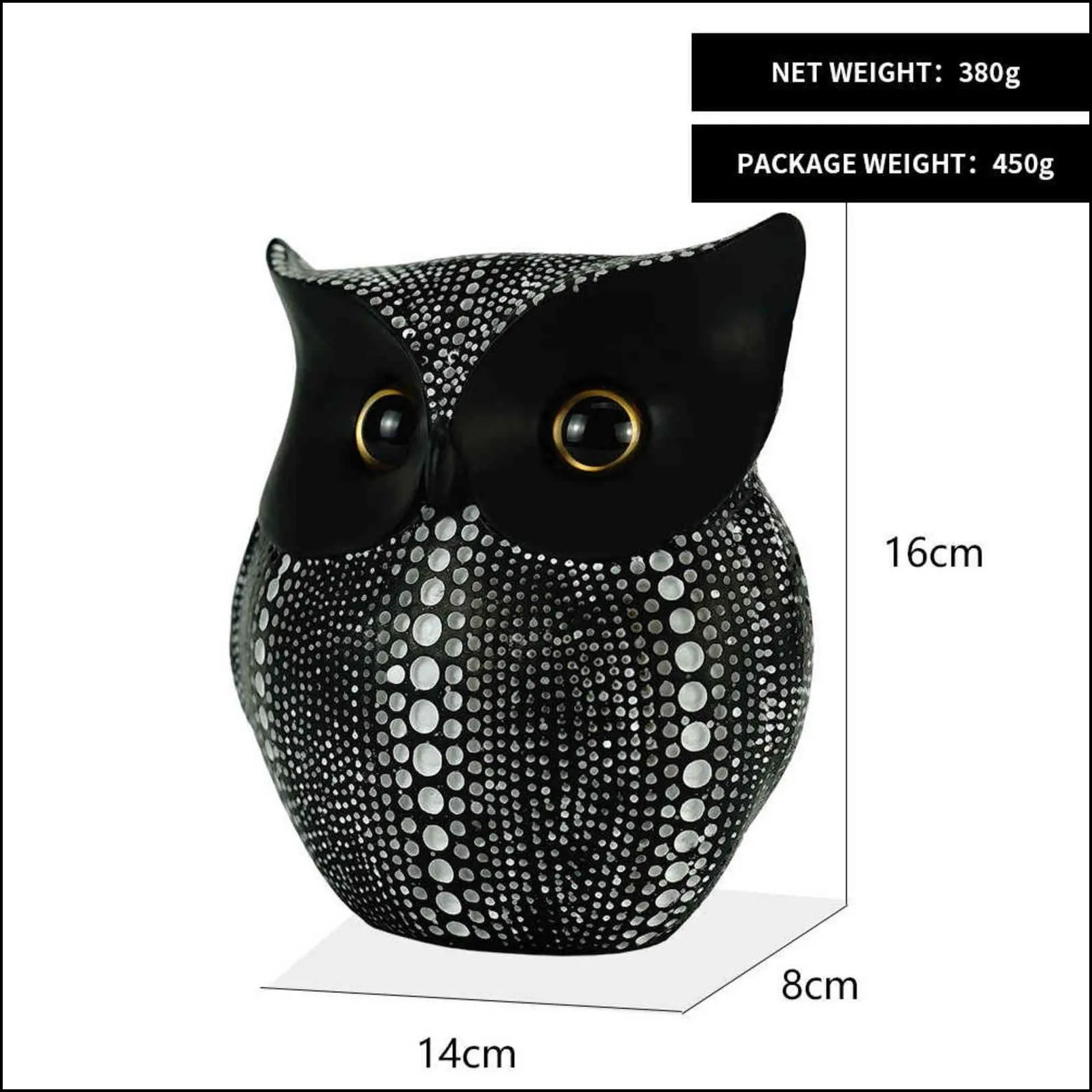 small crafted owl statue bundle with black and white for home decor accents living room bedroom office decoration 211101