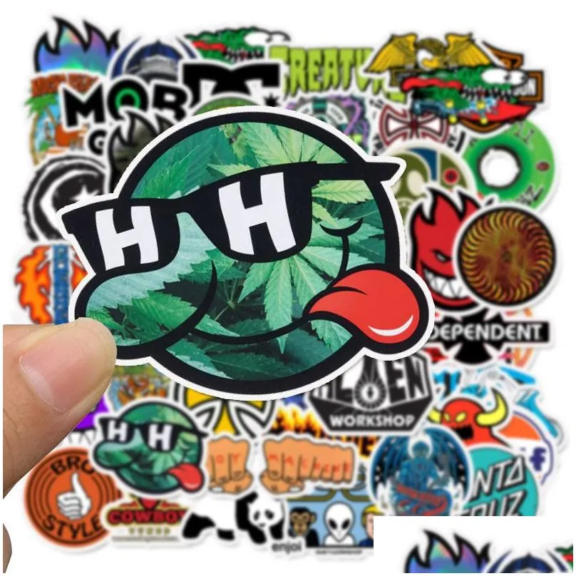 50pcs fashion brand logo stickers for diy laptop skateboard motorcycle decals