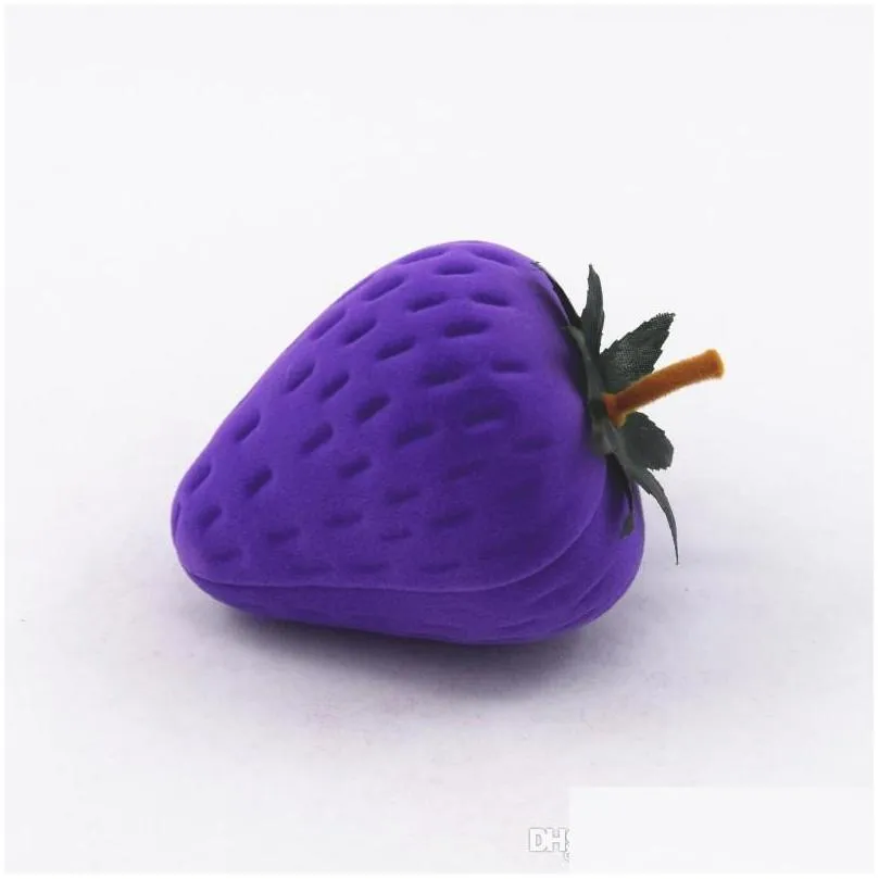 strawberry box red and purple form velvet ring storage case jewelry box ring protector flocking gift box