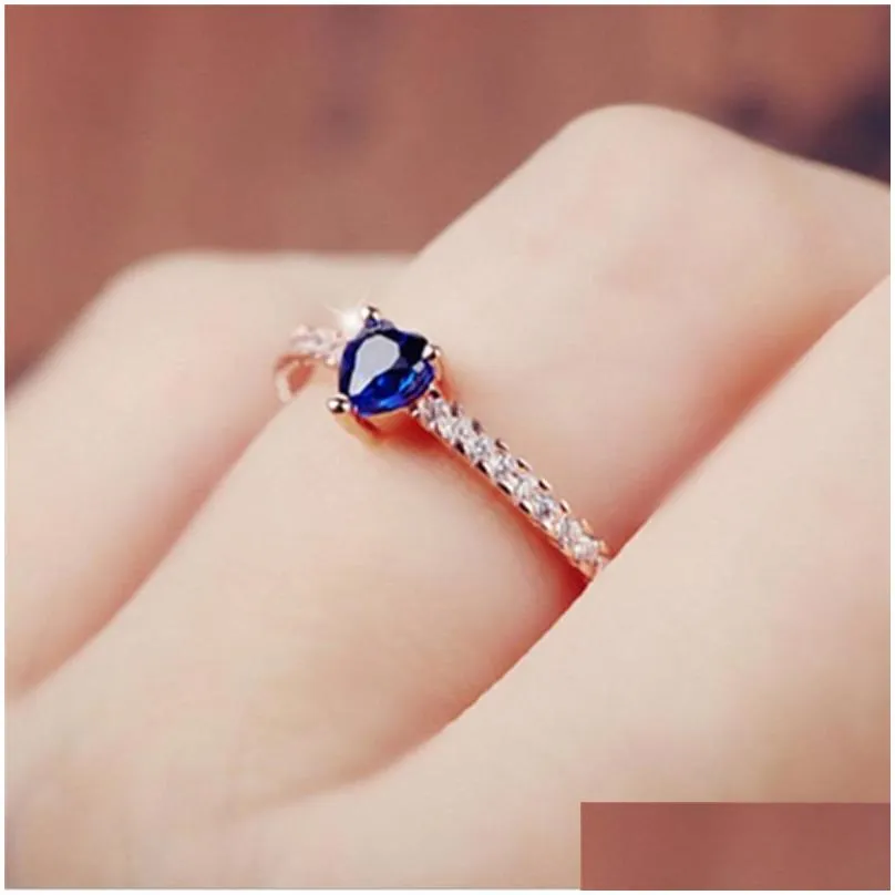 cubic zircon heart ring for women girl rose gold /silver plated cz crystal bague engagement wedding jewelry anillos mujer