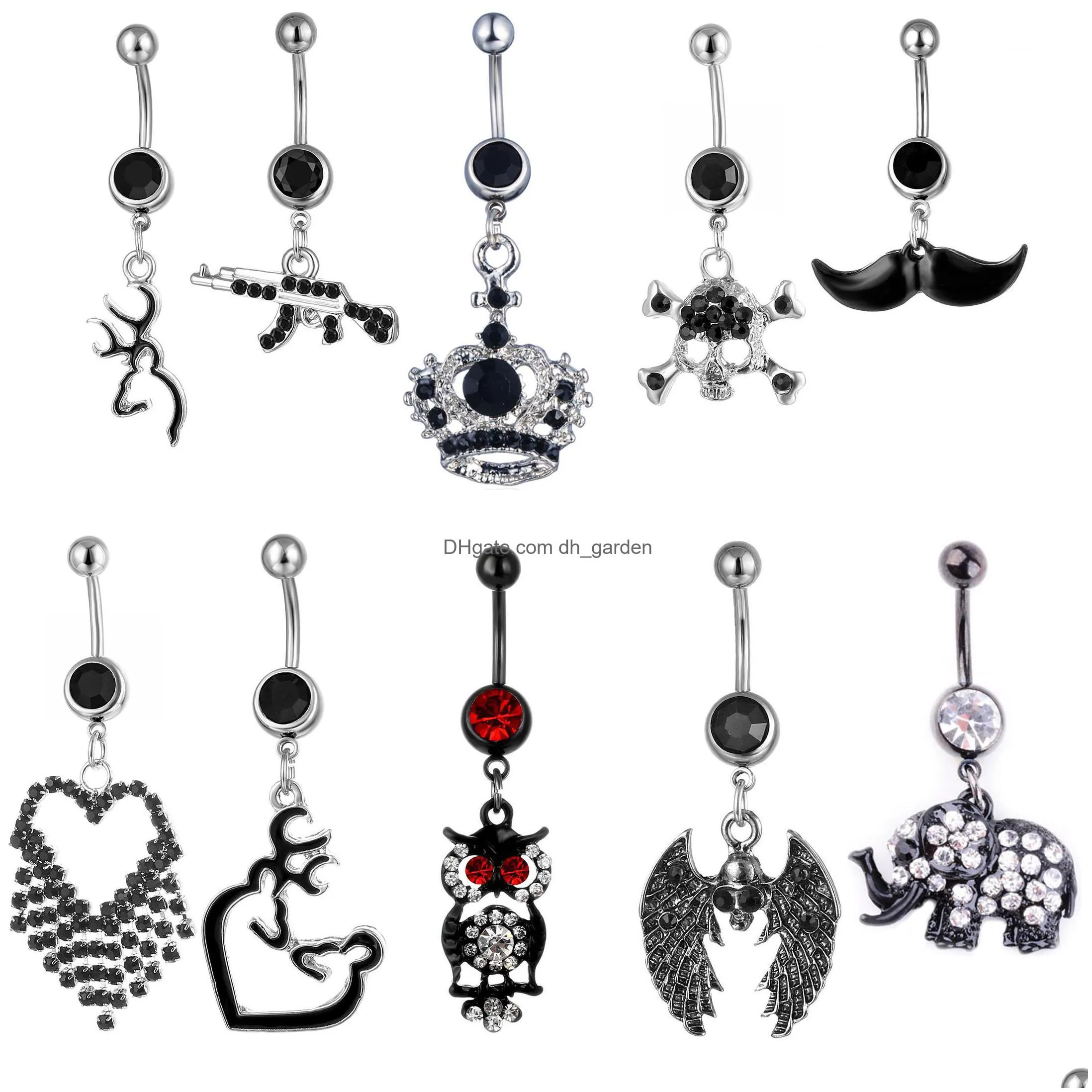 ab10001 belly navel button ring mix 10 styles clear ab colors 10 pcs frog crown dream catcher