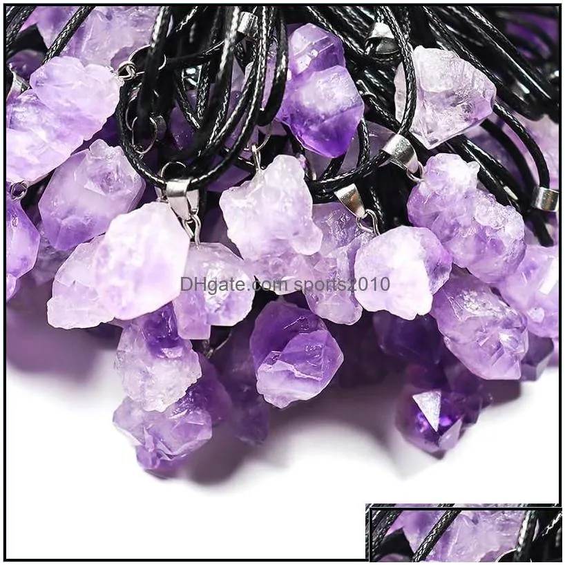 Arts And Crafts Trendy Natural Amethysts Energy Healing Stone Pendant Necklace Rope Women Jewelry Factory Sports2010 Drop Delivery H