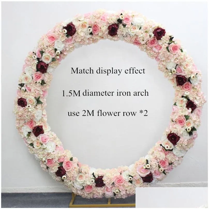 decorative flowers wreaths 1m/2m luxury artificial flower row arrangement decor party wedding arch background road lead flower rose peony hydrangea mix