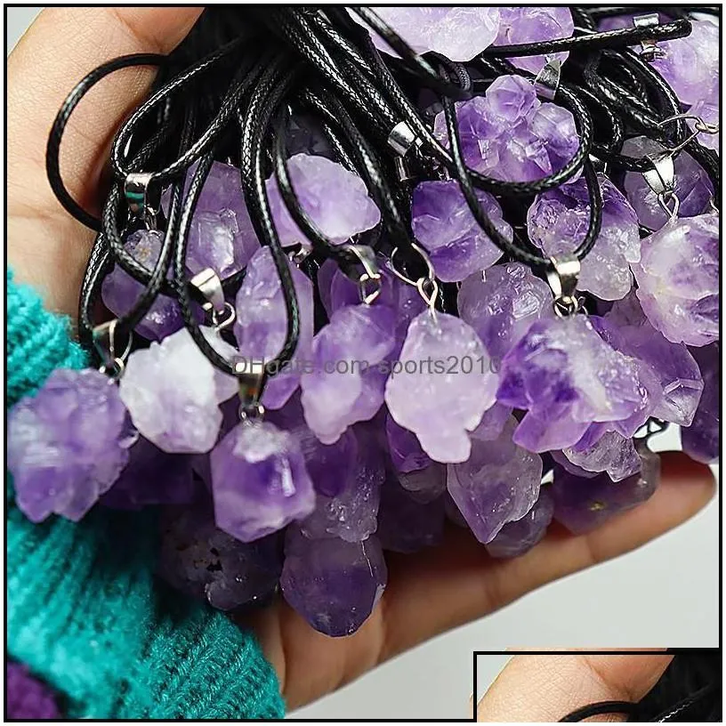 Arts And Crafts Trendy Natural Amethysts Energy Healing Stone Pendant Necklace Rope Women Jewelry Factory Sports2010 Drop Delivery H