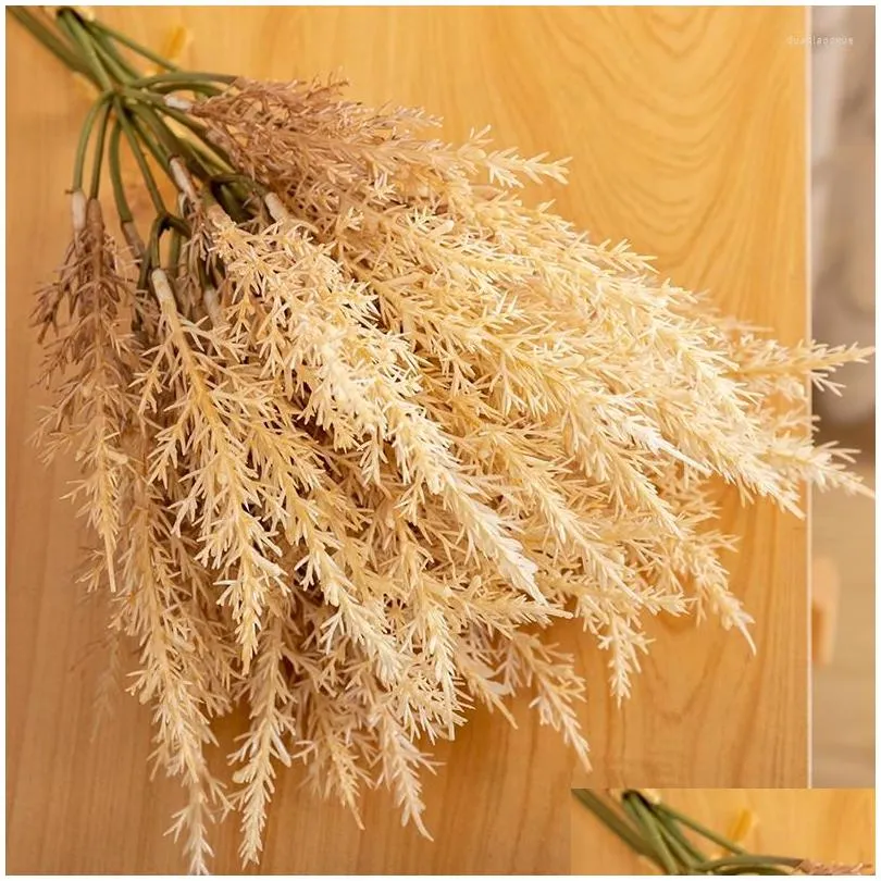 decorative flowers 5pcs artificial wheat grass fake plant garden wedding arrangement natural decoration christmas party supplies dried