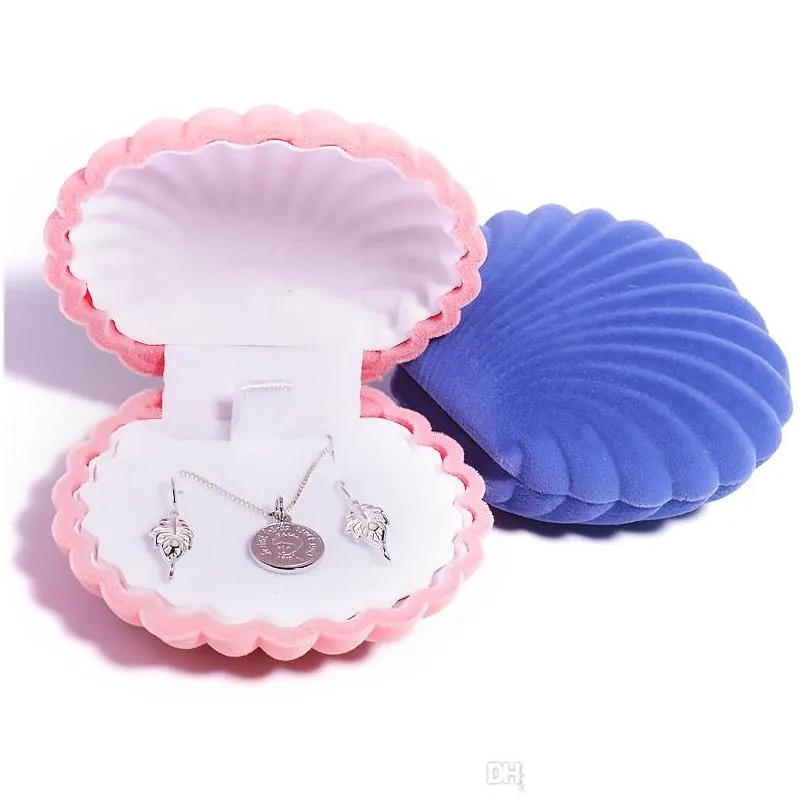 shell jewelry box highgrade velvet jewelry box creative jewelry box ring boxes velvet earring jewelery case