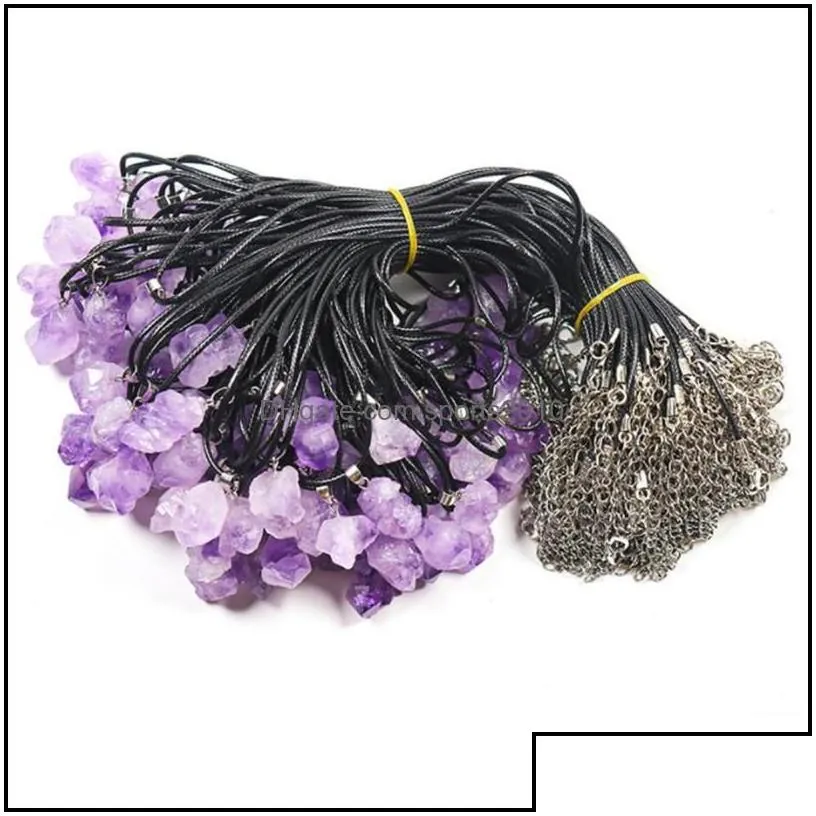 Arts And Crafts Trendy Natural Amethysts Energy Healing Stone Pendant Necklace Rope Women Jewelry Factory Sports2010 Drop Delivery H