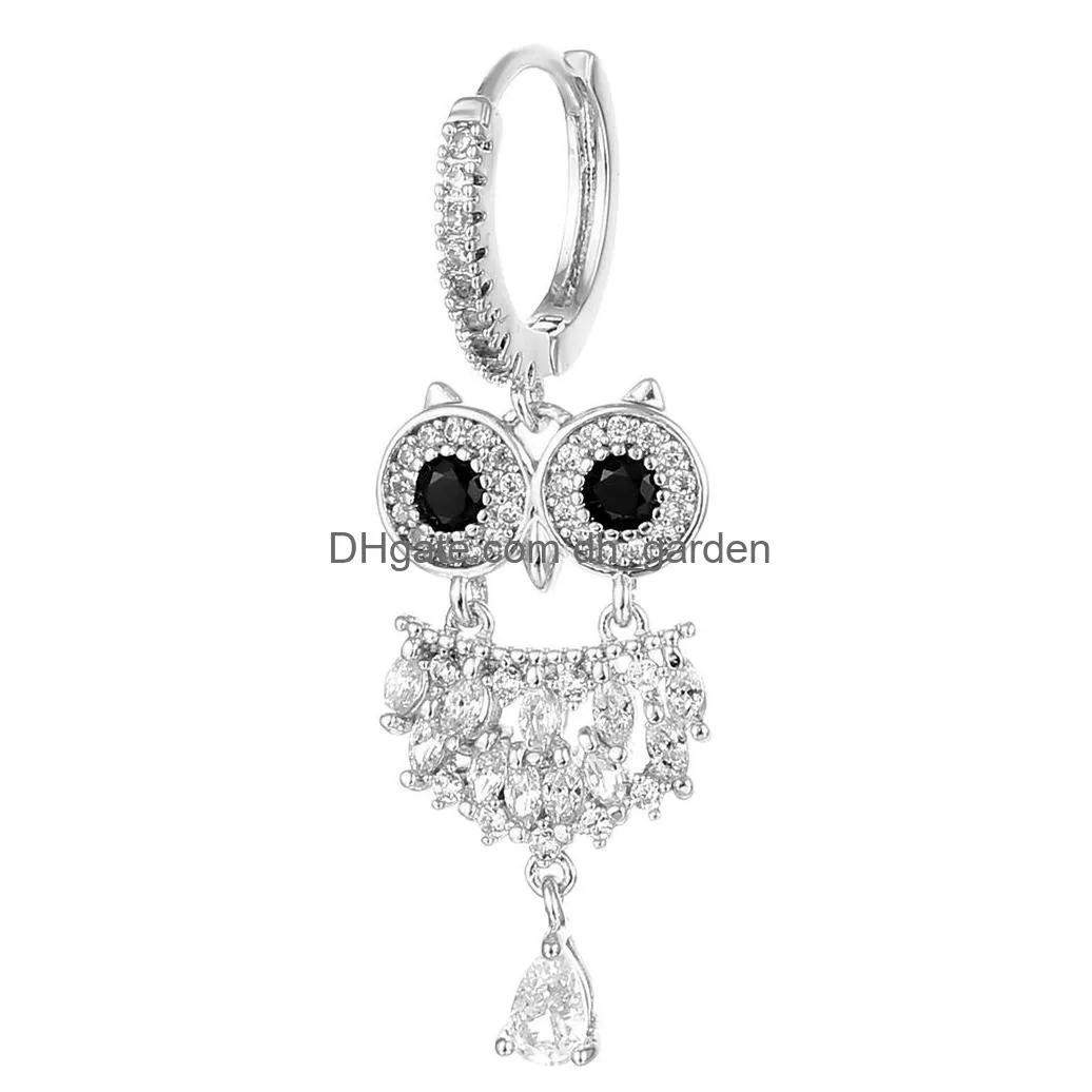 d1041 zircon owl earring stud mix colors belly ring