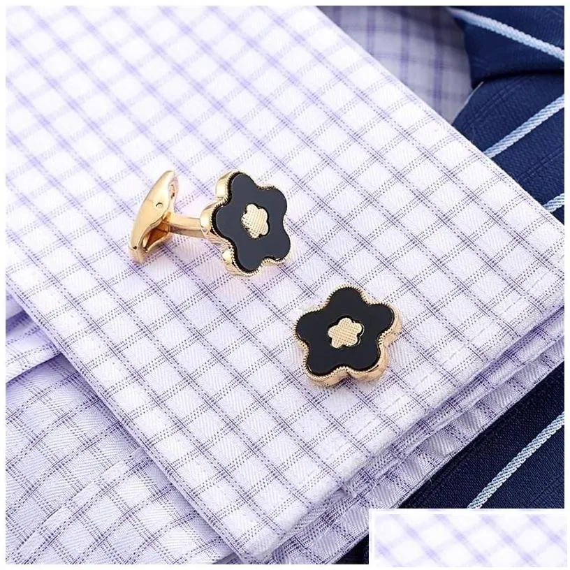 Cuff Links Gold Flower French Shirt Cufflinks Jewelry Cufflink For Mens Brand Fashion Link Wedding Groom Button 923 D3 Drop Delivery