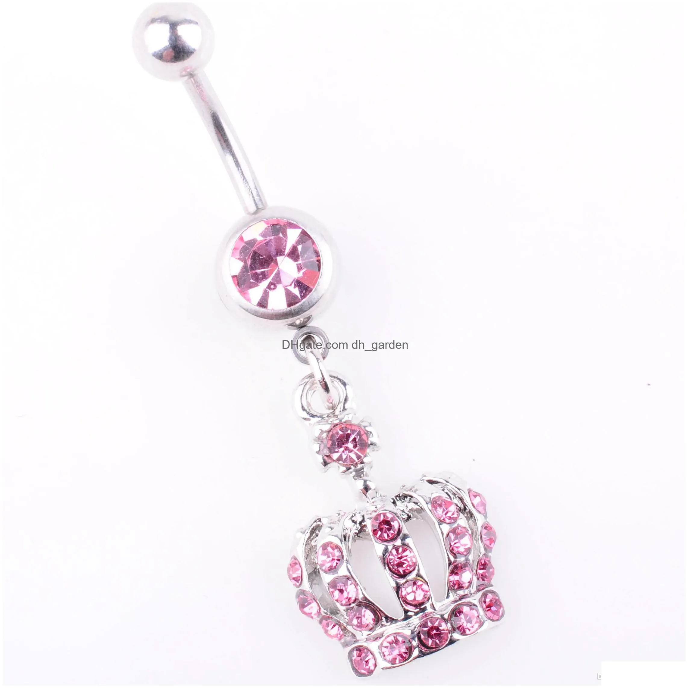 d0698 2 colors crown clear navel belly button ring piercing body jewlery 1.6x11x5/8