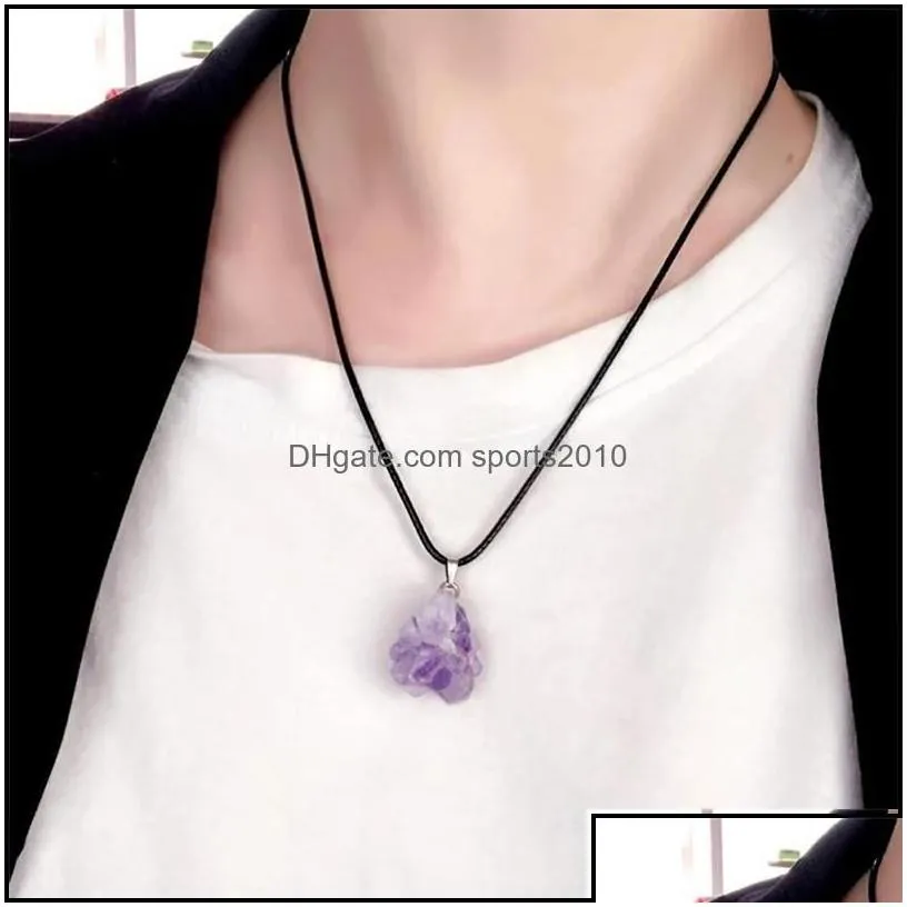 Arts And Crafts Trendy Natural Amethysts Energy Healing Stone Pendant Necklace Rope Women Jewelry Factory Sports2010 Drop Delivery H