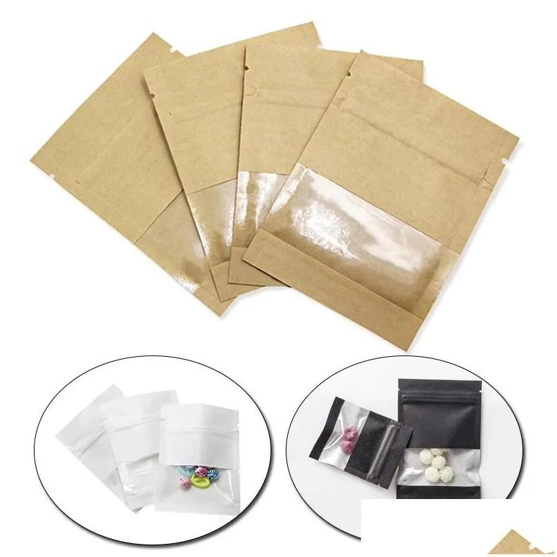 resealable kraft paper bags with window plastic smell proof storage bag moistureproof packaging pouch for food