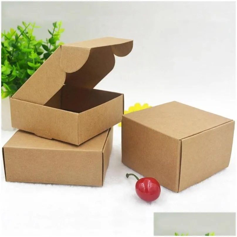 100pcs kraft paper candy box small cardboard paper packaging box craft gift handmade soap packaging box