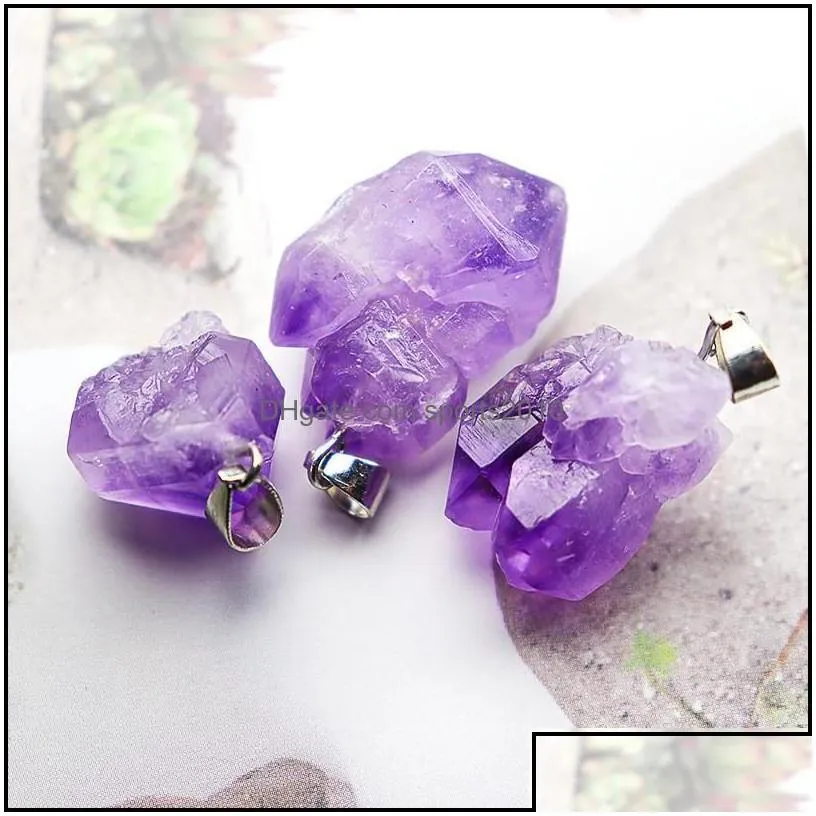 Arts And Crafts Trendy Natural Amethysts Energy Healing Stone Pendant Necklace Rope Women Jewelry Factory Sports2010 Drop Delivery H